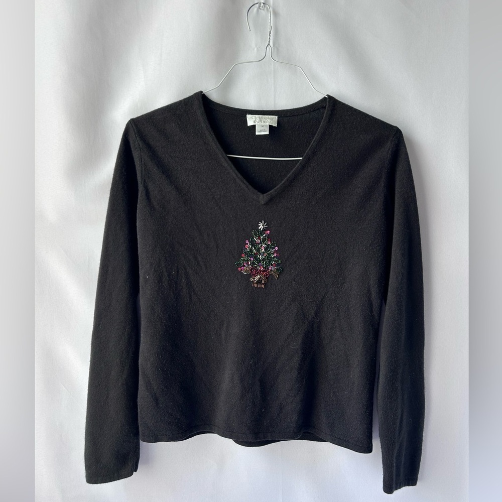 Christopher & Banks Christmas Embroidered Women Top